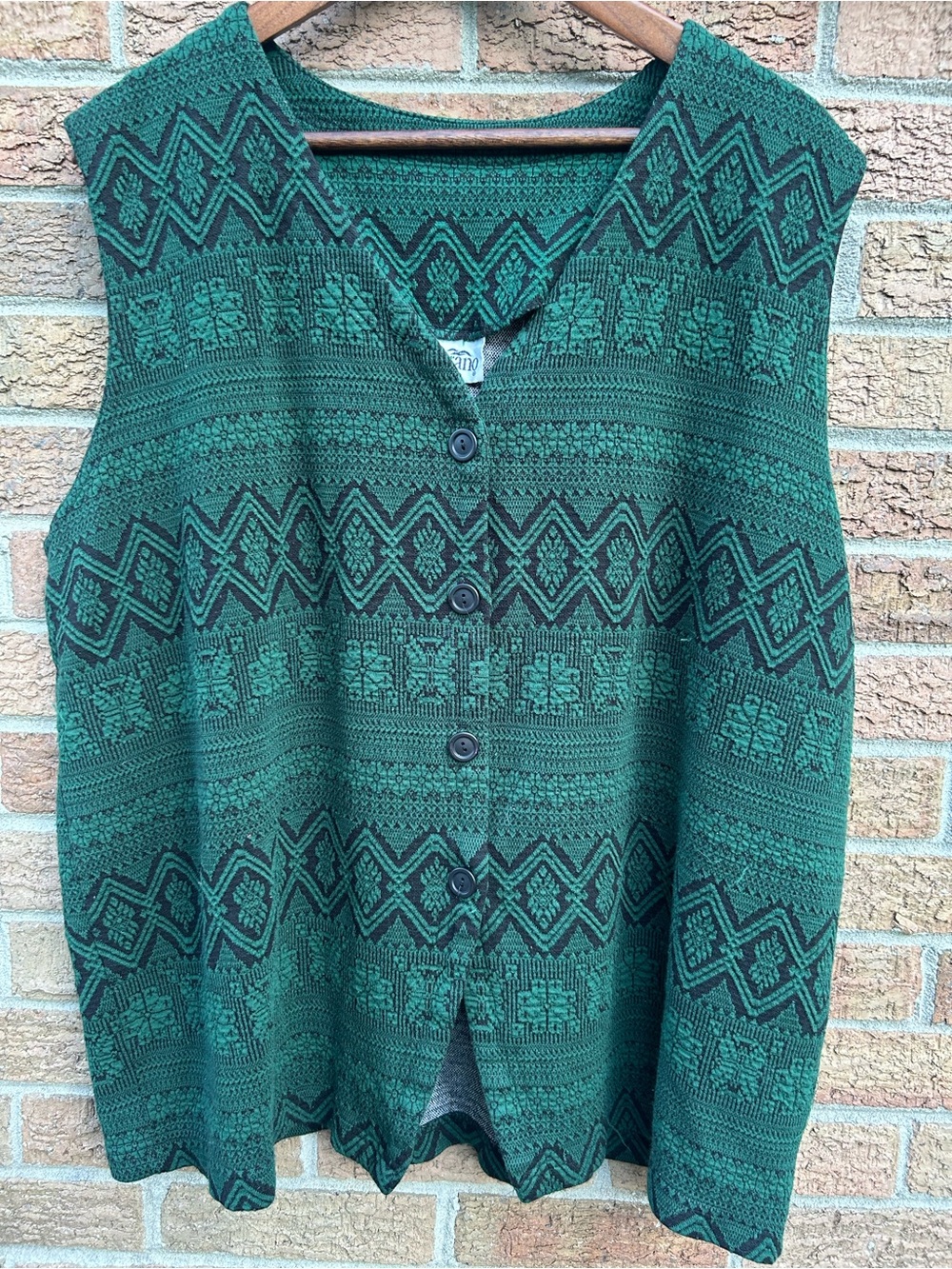 Vtg Capistrano Textured Boho Button-Front Women's Sweater Vest size 2X Aztec
